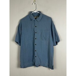 Tommy Bahama 100% Silk Short Sleeve Button Up Shirt Mens Sz Medium Chest Pocket
